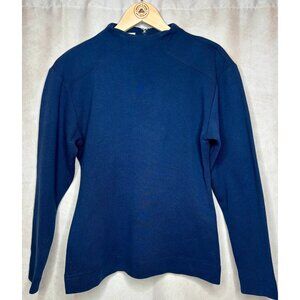 Ann Taylor Studio Petite Blue Mock Neck Long Sleeve Top